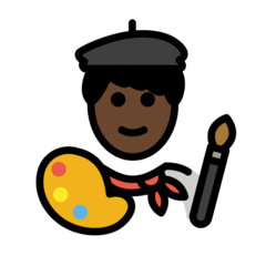 How Man Artist: Dark Skin Tone emoji looks on Openmoji.