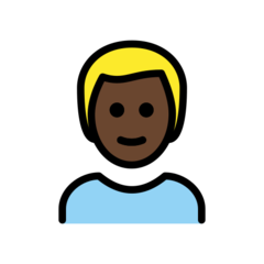 How Man: Dark Skin Tone, Blond Hair emoji looks on Openmoji.