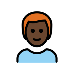 Bagaimana emoji Lelaki: ton kulit gelap dan rambut merah kelihatan di Openmoji.