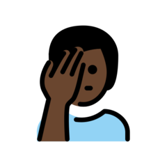 How Man Facepalming: Dark Skin Tone emoji looks on Openmoji.