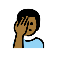 How Man Facepalming: Medium-Dark Skin Tone emoji looks on Openmoji.