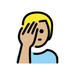 How Man Facepalming: Medium-Light Skin Tone emoji looks on Openmoji.