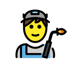 Jak wygląda emoji Mężczyzna pracownik fabryki w Openmoji.