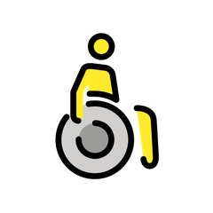 Wie Mann in manuellem Rollstuhl nach rechts Emoji auf Openmoji aussieht.
