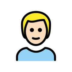 How Man: Light Skin Tone, Blond Hair emoji looks on Openmoji.