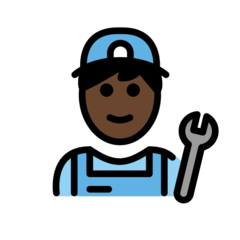 How Man Mechanic: Dark Skin Tone emoji looks on Openmoji.