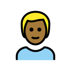 How Man: Medium-Dark Skin Tone, Blond Hair emoji looks on Openmoji.