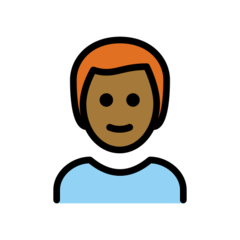 How Man: Medium-Dark Skin Tone, Red Hair emoji looks on Openmoji.