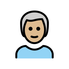 Cómo se ve el emoji Hombre: tono de piel claro medio y pelo blanco en Openmoji.