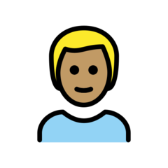 Hoe Man met blond haar: getinte huidskleur emoji eruit ziet op Openmoji.