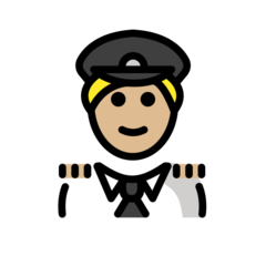 A quoi ressemblent les emoji Pilote homme: peau moyennement claire sur Openmoji.