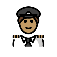 A quoi ressemblent les emoji Pilote homme: peau légèrement mate sur Openmoji.