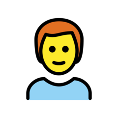 Como o emoji do Homem: cabelo vermelho é exibido no Openmoji.