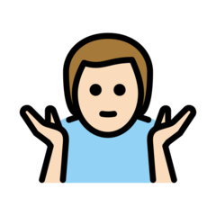 How Man Shrugging: Light Skin Tone emoji looks on Openmoji.