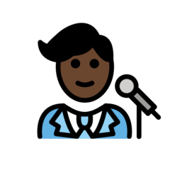 How Man Singer: Dark Skin Tone emoji looks on Openmoji.