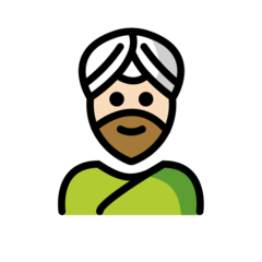 Come Uomo con turbante: carnagione chiara emoji appare su Openmoji.