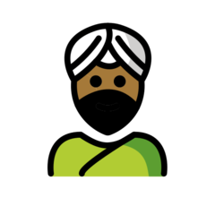 How Man Wearing Turban: Medium-Dark Skin Tone emoji looks on Openmoji.