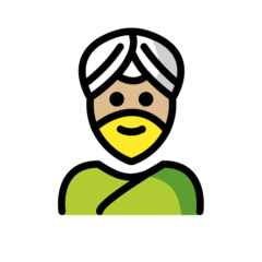 How Man Wearing Turban: Medium-Light Skin Tone emoji looks on Openmoji.