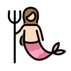 Hoe Sirene: lichte huidskleur emoji eruit ziet op Openmoji.