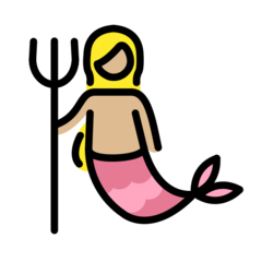 How Mermaid: Medium-Light Skin Tone emoji looks on Openmoji.