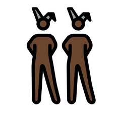 A quoi ressemblent les emoji Personnes avec des oreilles de lapin : peau foncée sur Openmoji.