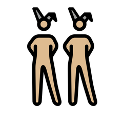 Openmoji에서토끼 귀를 쓰고 춤추는 사람들: 연한 갈색 피부그림 이모티콘이 어떻게 보이는지.
