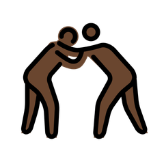 A quoi ressemblent les emoji Personnes faisant de la lutte : peau foncée sur Openmoji.