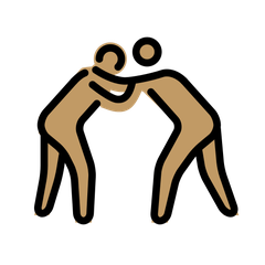 Openmoji에서레슬링하는 사람: 갈색 피부그림 이모티콘이 어떻게 보이는지.
