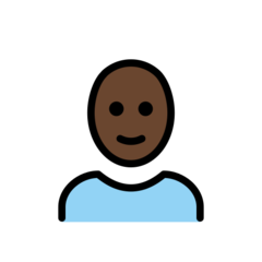 How Person: Dark Skin Tone, Bald emoji looks on Openmoji.