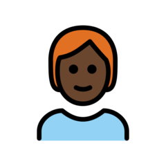 How Person: Dark Skin Tone, Red Hair emoji looks on Openmoji.