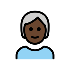 Bagaimana Dewasa: warna kulit gelap, rambut putih emoji terlihat di Openmoji.