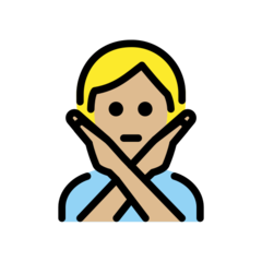 A quoi ressemblent les emoji Personne faisant un geste d’interdiction: peau moyennement claire sur Openmoji.