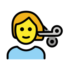 كيف شخص يُقص شعره الرموز التعبيرية تبدو على Openmoji.