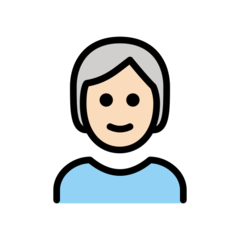 Wie Person: helle Hautfarbe, weißes Haar Emoji auf Openmoji aussieht.