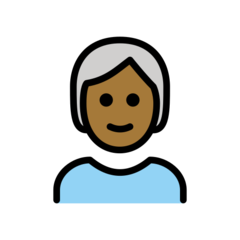 Bagaimana Dewasa: warna kulit gelap-sedang, rambut putih emoji terlihat di Openmoji.