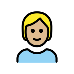 How Person: Medium-Light Skin Tone, Blond Hair emoji looks on Openmoji.