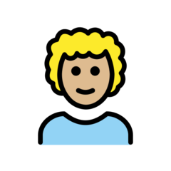 A quoi ressemblent les emoji Adulte : peau moyennement claire et cheveux bouclés sur Openmoji.