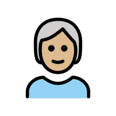 Bagaimana Dewasa: warna kulit cerah-sedang, rambut putih emoji terlihat di Openmoji.