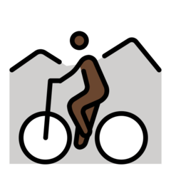 How Person Mountain Biking: Dark Skin Tone emoji looks on Openmoji.