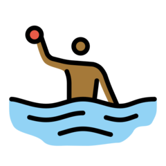 Como o emoji do Pessoa jogando polo aquático: pele morena escura é exibido no Openmoji.