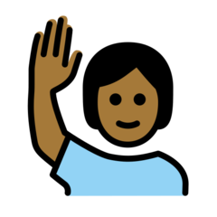 How Person Raising Hand: Medium-Dark Skin Tone emoji looks on Openmoji.