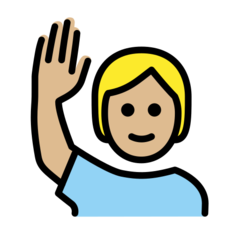 How Person Raising Hand: Medium-Light Skin Tone emoji looks on Openmoji.