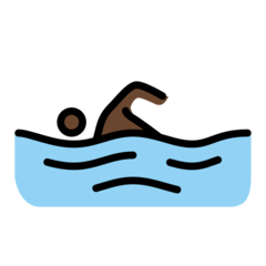 Wie Schwimmer(in): dunkle Hautfarbe Emoji auf Openmoji aussieht.