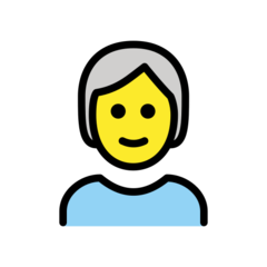 Bagaimana Dewasa: rambut putih emoji terlihat di Openmoji.