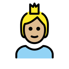 Wie Person mit Krone: mittelhelle Hautfarbe Emoji auf Openmoji aussieht.