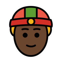 A quoi ressemblent les emoji Homme avec casquette chinoise: peau foncée sur Openmoji.