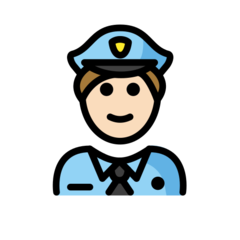 Wie Polizist(in): helle Hautfarbe Emoji auf Openmoji aussieht.