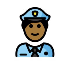 Wie Polizist(in): mitteldunkle Hautfarbe Emoji auf Openmoji aussieht.