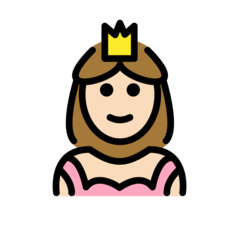 How Princess: Light Skin Tone emoji looks on Openmoji.