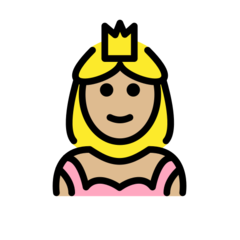 How Princess: Medium-Light Skin Tone emoji looks on Openmoji.